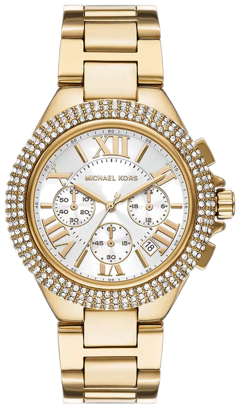 Michael Kors Camille Chronograph White Dial Gold Steel Strap Watch For Women - MK6994 Authentic Buy Shop Now