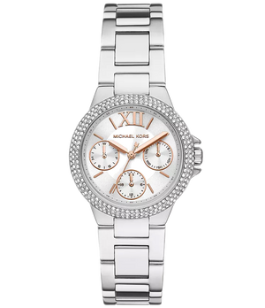 Michael Kors Camille Chronograph White Dial Silver Steel Strap Watch For Women - MK7198 Authentic Buy Shop Now