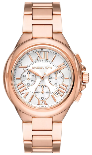 Michael Kors Camille Chronograph White Dial Rose Gold Steel Strap Watch For Women - MK7271 Authentic Buy Shop Now