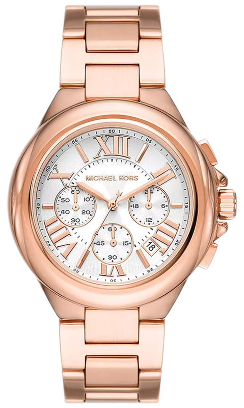 Michael Kors Camille Chronograph White Dial Rose Gold Steel Strap Watch For Women - MK7271 Authentic Buy Shop Now