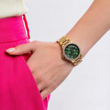 Michael Kors Camille Multifunction Green Dial Gold Steel Strap Watch For Women - MK6981 Authentic Buy Shop Now