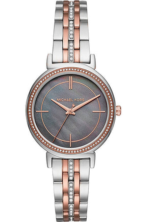 Michael Kors Cinthia Mother of Pearl Grey Dial Two Tone Steel Strap Watch for Women - MK3642 Authentic Buy Shop Now