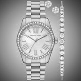Michael Kors Lexington Crystals Mother of Pearl White Dial Silver Steel Strap Watch for Women - MK1087 Authentic Buy Shop Now