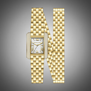 Michael Kors Emery Pave Double Wrap White Dial Gold Steel Strap Watch for Women - MK4833 Authentic Buy Shop Now