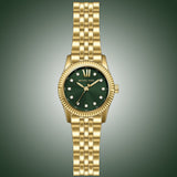 Michael Kors Lexington Pave Three-Hand Green Dial Gold Steel Strap Watch for Women - MK4842 Authentic Buy Shop Now