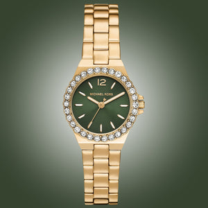Michael Kors Lennox Quartz Green Dial Gold Steel Strap Watch For Women - MK7395 Authentic Buy Shop Now