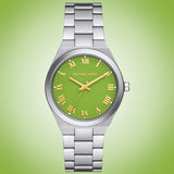 Michael Kors Lennox Three-Hand Green Dial Silver Steel Strap Watch for Women - MK7463 Authentic Buy Shop Now