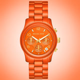 Michael Kors Runway Chronograph Limited Edition Orange Dial Orange Steel Strap Watch for - MK7477LE Authentic Buy Shop Now