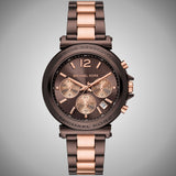 Michael Kors Maren Chronograph Brown Dial Two Tone Steel Strap Watch for Women - MK7496 Authentic Buy Shop Now
