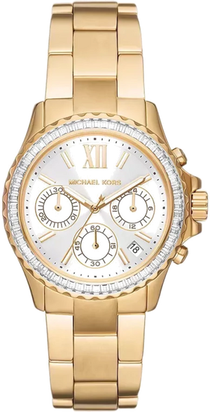 Michael Kors Everest Chronograph White Dial Gold Steel Strap Watch For Women - MK7212 Authentic Buy Shop Now