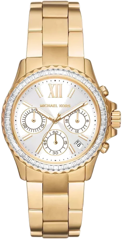 Michael Kors Everest Chronograph White Dial Gold Steel Strap Watch For Women - MK7212 Authentic Buy Shop Now