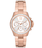 Michael Kors Everest Chronograph Silver Dial Rose Gold Steel Strap Watch For Women - MK7213 Authentic Buy Shop Now
