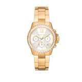 Michael Kors Everest Chronograph White Dial Gold Steel Strap Watch For Women - MK7212 Authentic Buy Shop Now