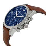 Michael Kors Gage Chronograph Blue Dial Brown Leather Strap Watch For Men - MK8362 Authentic Buy Shop Now