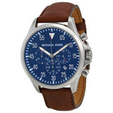 Michael Kors Gage Chronograph Blue Dial Brown Leather Strap Watch For Men - MK8362 Authentic Buy Shop Now
