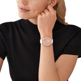 Michael Kors Harlowe Analog Rose Gold Dial White Leather Strap Watch For Women - MK2989 Authentic Buy Shop Now