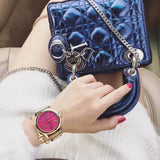 Michael Kors Hartman Quartz Pink Dial Gold Steel Strap Watch For Women - MK3520 Authentic Buy Shop Now