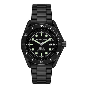 Michael Kors Maritime Three Hand Black Dial Black Steel Strap Watch for Men - MK9181 Authentic Buy Shop Now