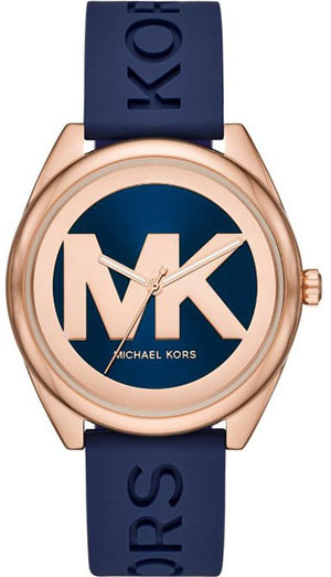 Michael Kors Janelle Three Hand Blue Dial Blue Rubber Strap Watch For Women - MK7140 Authentic Buy Shop Now
