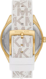 Michael Kors Jessa Multifunction Gold Dial White Leather Strap Watch For Women - MK7204 Authentic Buy Shop Now