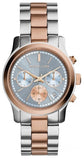 Michael Kors Runway Chronograph Blue Dial Two Tone Steel Strap Watch For Women - MK6166 Authentic Buy Shop Now