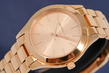 Michael Kors Mini Slim Runway Chronograph Quartz Rose Gold Dial Rose Gold Steel Strap Watch For Women - MK3205 Authentic Buy Shop Now