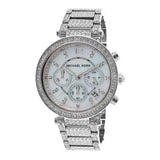 Michael Kors Parker Mother of Pearl Dial Diamonds Silver Steel Strap Watch for Women - MK5572 Authentic Buy Shop Now