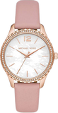 Michael Kors Layton Three-Hand White Dial Pink Leather Strap Watch for Women - MK2909 Authentic Buy Shop Now
