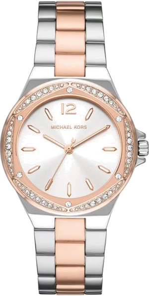 Michael Kors Lennox Three Hand Quartz Silver Dial Two Tone Steel Strap Watch For Women - MK6989 Authentic Buy Shop Now