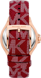 Michael Kors Lennox Three Hand Silver Dial Red Leather Strap Watch For Women - MK7308 Authentic Buy Shop Now
