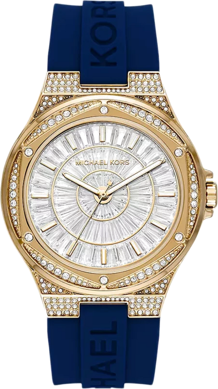 Michael Kors Lennox Three Hand White Dial Blue Silicone Strap Watch For Women - MK7333 Authentic Buy Shop Now