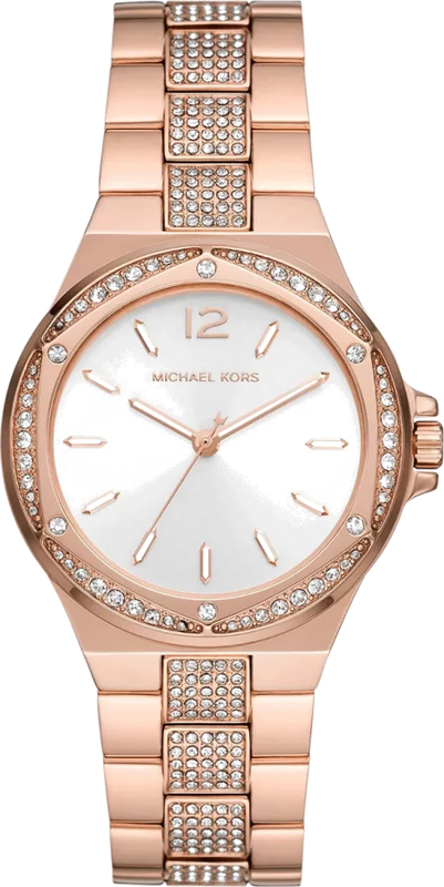 Michael Kors Lennox Three-Hand Silver Dial Rose Gold Steel Strap Watch For Women - MK7362 Authentic Buy Shop Now