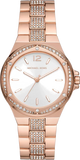 Michael Kors Lennox Three-Hand Silver Dial Rose Gold Steel Strap Watch For Women - MK7362 Authentic Buy Shop Now