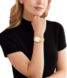 Michael Kors Lennox Three Hand Silver Dial Gold Steel Strap Watch For Women - MK7391 Authentic Buy Shop Now