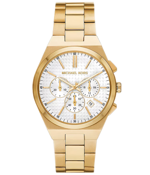 Michael Kors Lennox Chronograph White Dial Gold Steel Strap Watch For Men - MK9120 Authentic Buy Shop Now