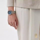 Michael Kors Lexington Chronograph Blue Dial Silver Steel Strap Watch For Women - MK7215 Authentic Buy Shop Now