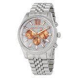 Michael Kors Lexington Chronograph Silver Dial Silver Steel Strap Watch for Men - MK8515 Authentic Buy Shop Now