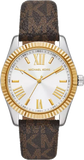 Michael Kors Lexington Silver Dial Brown Leather Strap Watch For Women - MK4745 Authentic Buy Shop Now