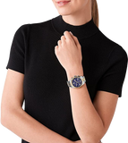 Michael Kors Lexington Chronograph Blue Dial Two Tone Steel Strap Watch For Women - MK7218 Authentic Buy Shop Now
