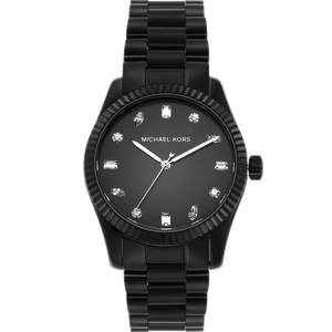 Michael Kors Lexington Lux Black Dial Black Steel Strap Watch For Women - MK7442 Authentic Buy Shop Now