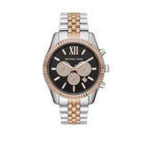 Michael Kors Lexington Chronograph Crystals Black Dial Two Tone Steel Strap Watch for Men - MK8714 Authentic Buy Shop Now