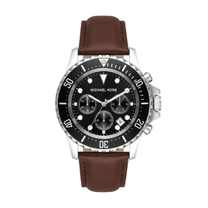 Michael Kors Everest Chronograph Black Dial Brown Leather Strap Watch For Men - MK9054 Authentic Buy Shop Now