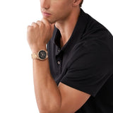 Michael Kors Lennox Chronograph Black Dial Rose Gold Steel Strap Watch For Men - MK9119 Authentic Buy Shop Now