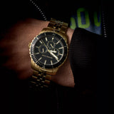 Michael Kors Cunningham Multifunction Black Dial Gold Steel Strap Watch For Men - MK7154 Authentic Buy Shop Now