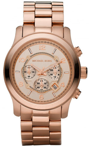 Michael Kors Runway Chronograph Rose Gold Dial Rose Gold Steel Strap Watch for Men - MK8096 Authentic Buy Shop Now