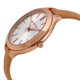 Michael Kors Runway Slim Quartz White Dial Beige Leather Strap Watch For Women - MK2284 Authentic Buy Shop Now