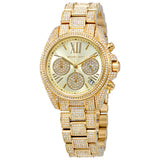 Michael Kors Mini Bradshaw Crystals Gold Dial Gold Steel Strap Watch For Women - MK6494 Authentic Buy Shop Now