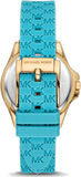 Michael Kors Mini Pilot Quartz Gold Dial Blue Silicone Strap Watch For Women - MK7374 Authentic Buy Shop Now