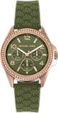 Michael Kors Mini Pilot Chronograph Green Dial Green Silicone Strap Watch For Women - MK7421 Authentic Buy Shop Now