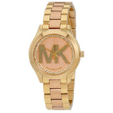 Michael Kors Mini Slim Runway Rose Gold Dial Two Tone Steel Strap Watch for Women - MK3650 Authentic Buy Shop Now